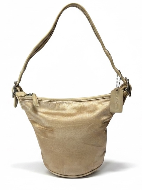 Coach Handbags - COACH Vintage ‘90s Citrine Satin Leather Hobo Shoulder Bucket Bag L7X6100 Silver